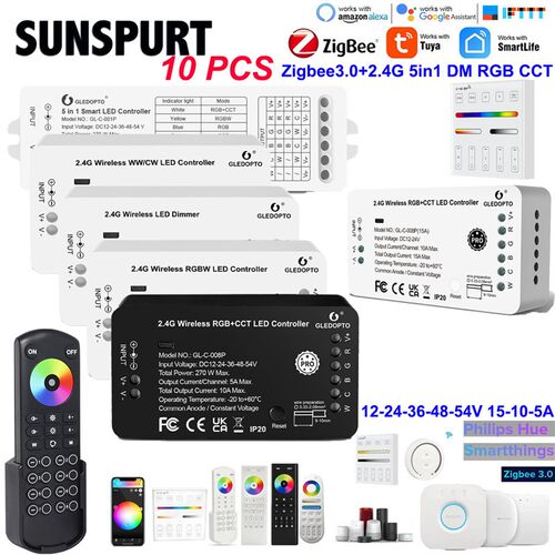 ZigBee3.0智能调光调色灯带控制器APP RF遥控控制RGBW RGBCCT