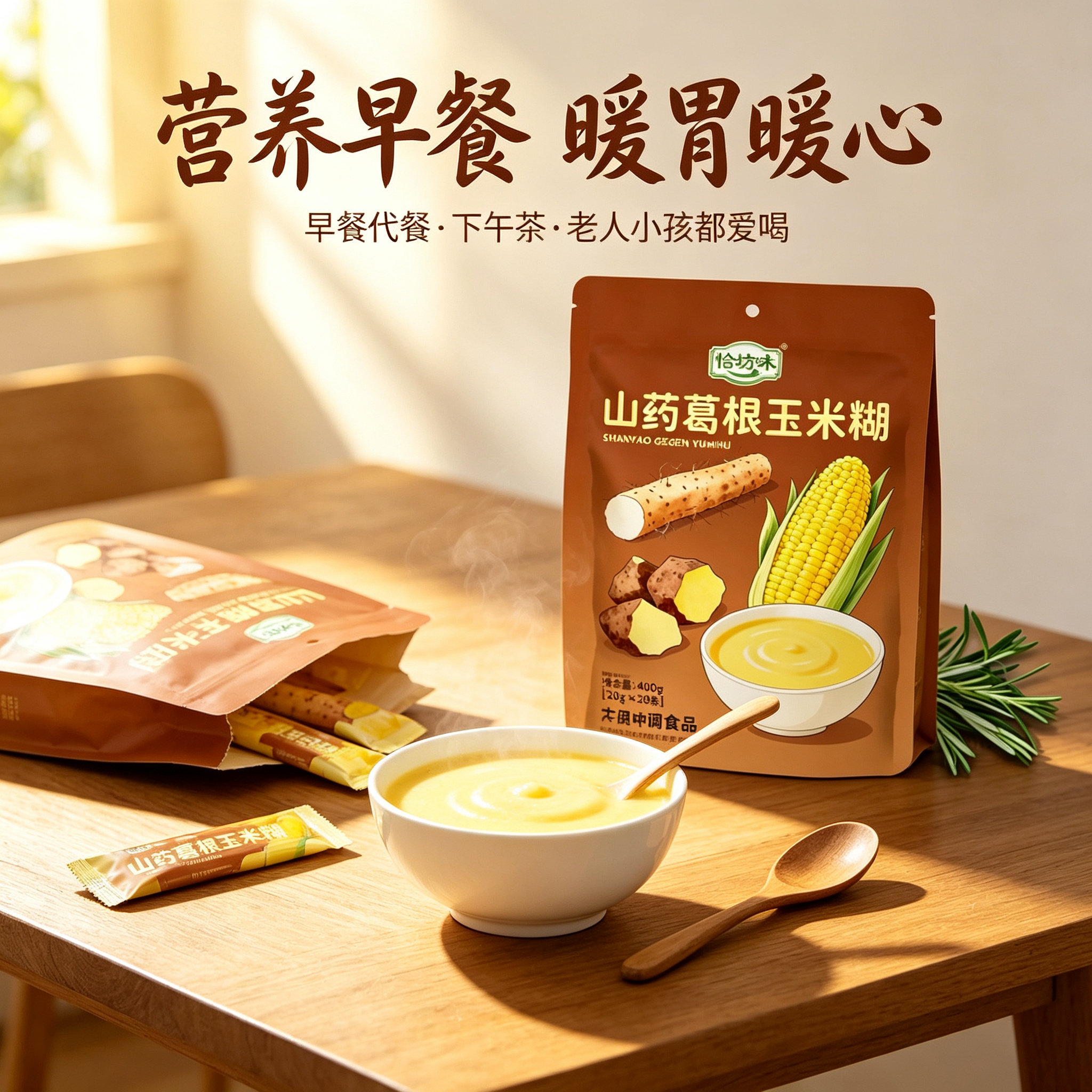 山药葛根玉米糊官方旗舰店无糖独立包装营养养胃早餐粥即食冲饮