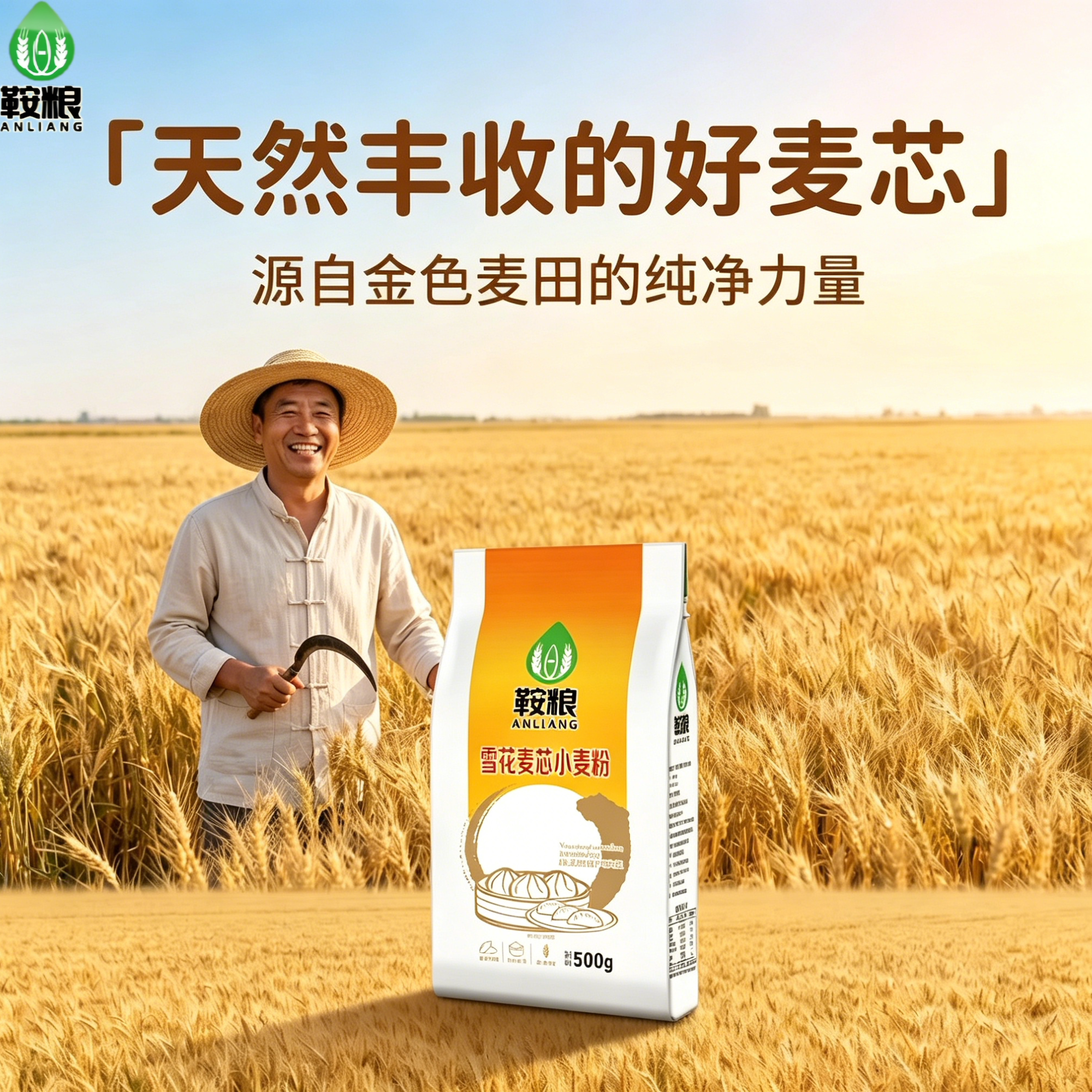 鞍粮小麦粉家庭蒸馒头500g做花卷烘焙原料面粉1斤粉质洁白