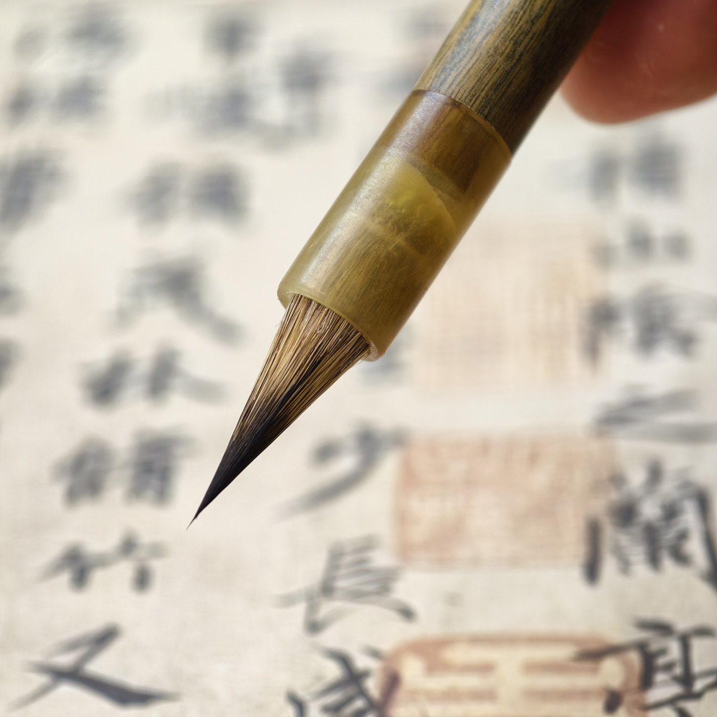 绿檀三花紫毫小蒜头手札小楷抄经硬弹毛笔文征明书法练字专用笔国画水彩赵孟頫钟繇王宠灵飞经兰亭序圣教序