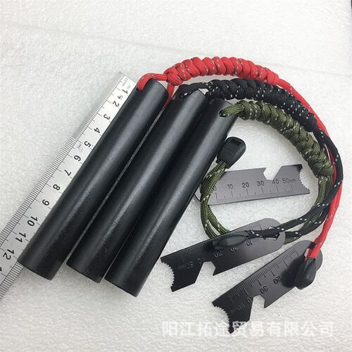 20*120mm厂批大镁棒户外求生打火棒取火器带刮片7心伞绳或反光绳
