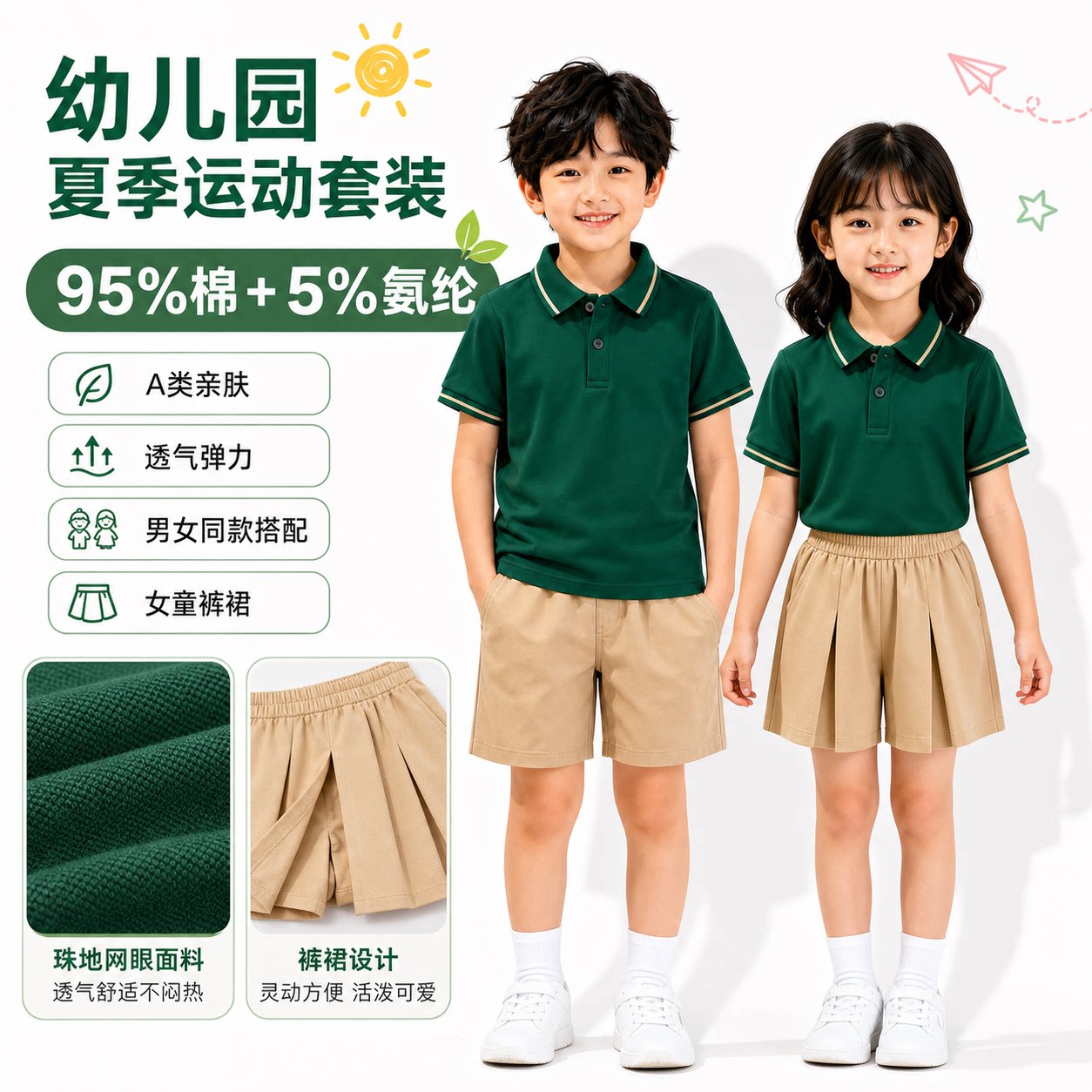 郭文启夏季透气POLO衫校服套装