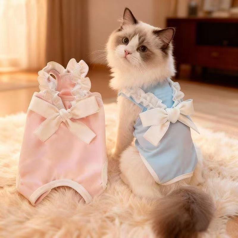 宠物秋季小狗狗护肚衣小型犬幼犬包肚睡衣猫咪泰迪四脚衣服绝育服