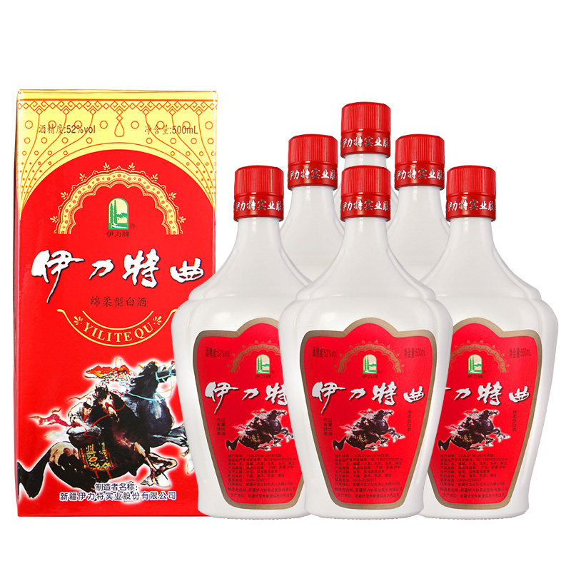 新疆伊力特曲纯粮食酿造口粮酒绵柔型白酒52度500ml*6瓶整箱正品