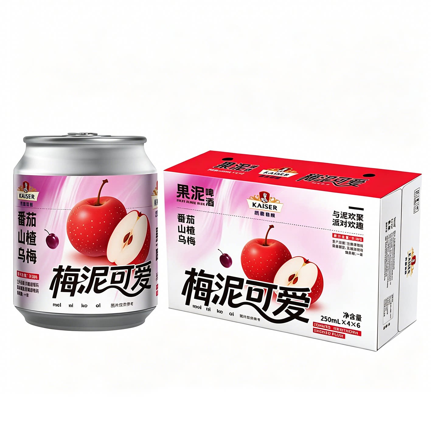 凯撒番茄山楂乌梅果泥精酿原浆啤酒女士低度微醺果酒250ml*24罐