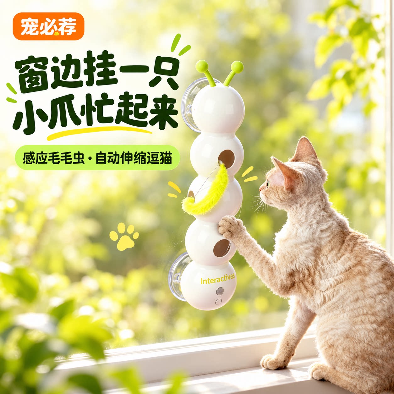 宠必荐毛毛虫智能感应猫玩具