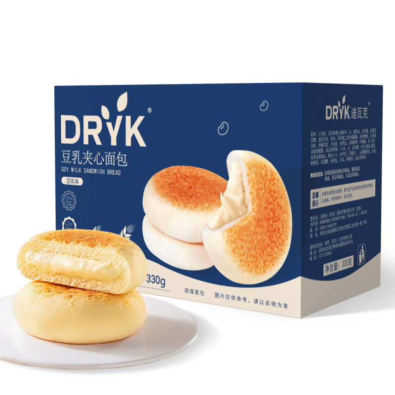 迪瓦克豆乳夹心面包纳豆早餐夹心面包办公室解馋饱腹零食330g/箱,零食/坚果/特产,夹心面包,淘宝优惠券,粉丝福利购,淘宝优惠卷