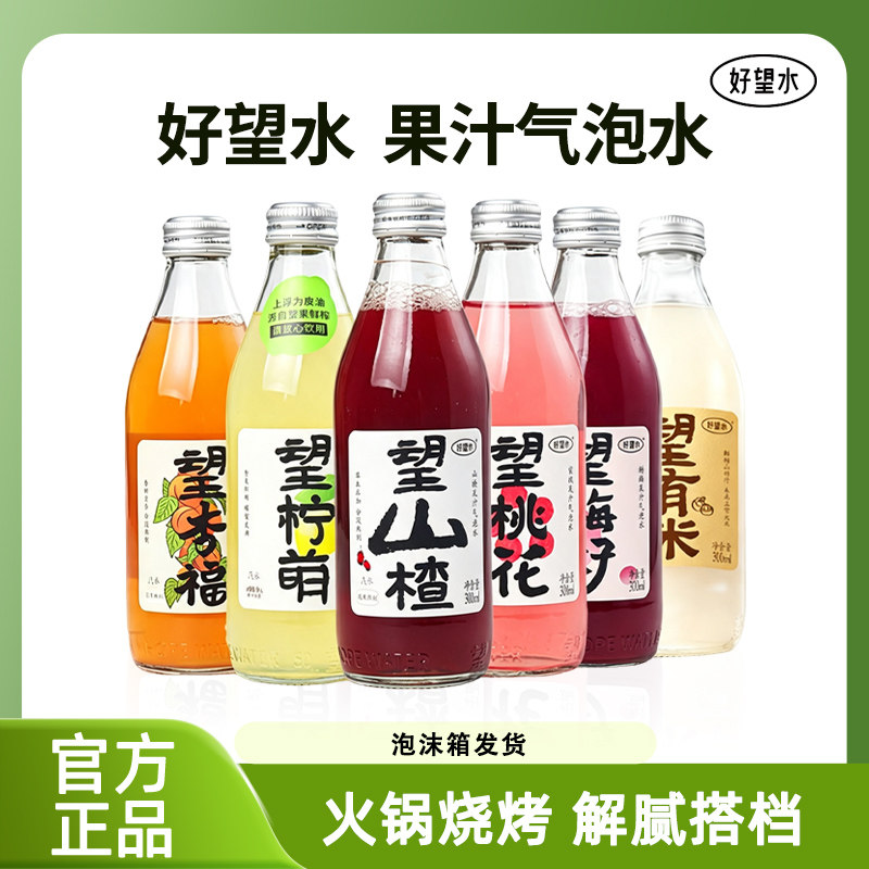 【好望水】望梅好气泡水300ml解腻饮料饮品熬煮果汁玻璃瓶装