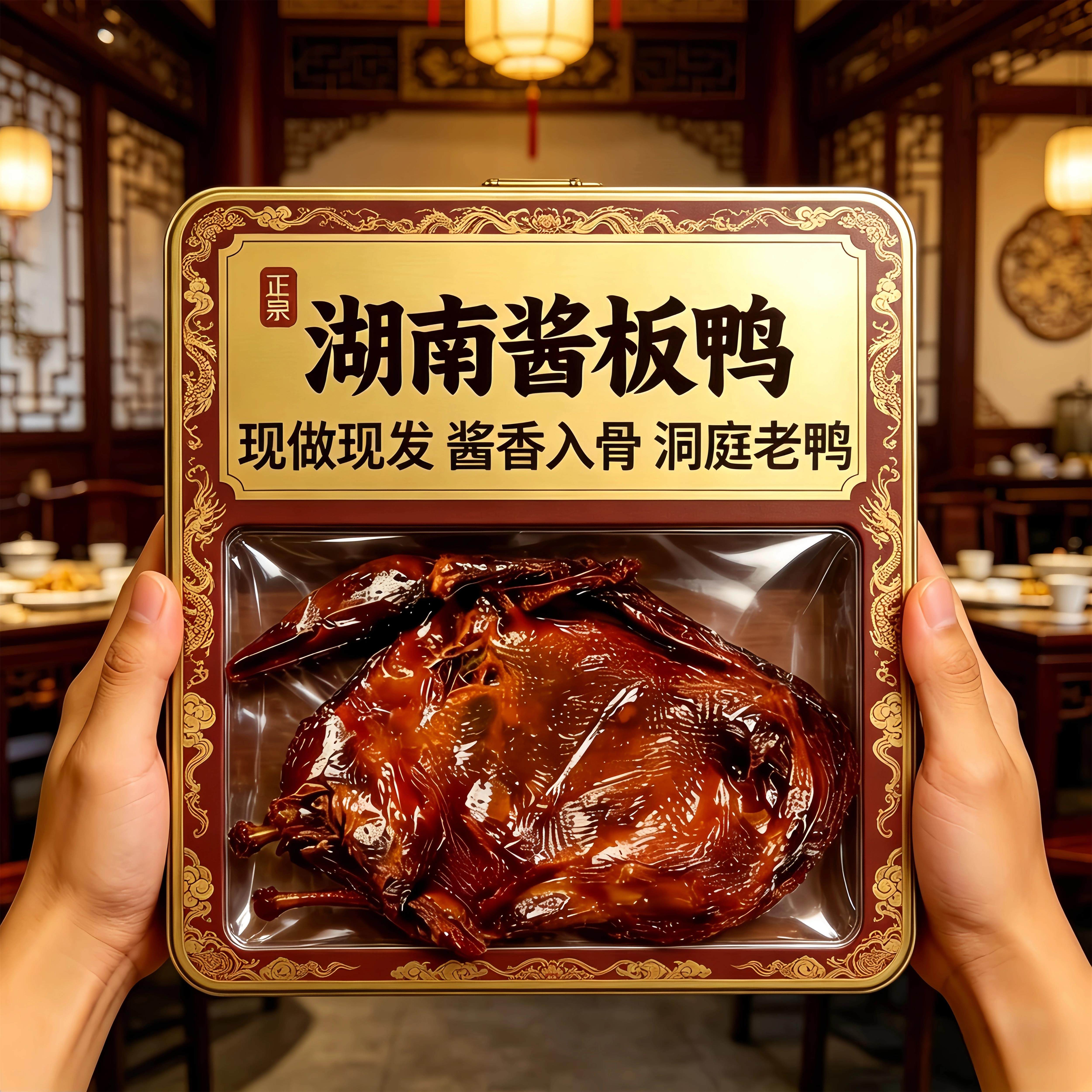 湖南酱板鸭常德特产正宗手撕酱板鸭整只长沙卤味肉类辣味小吃熟食