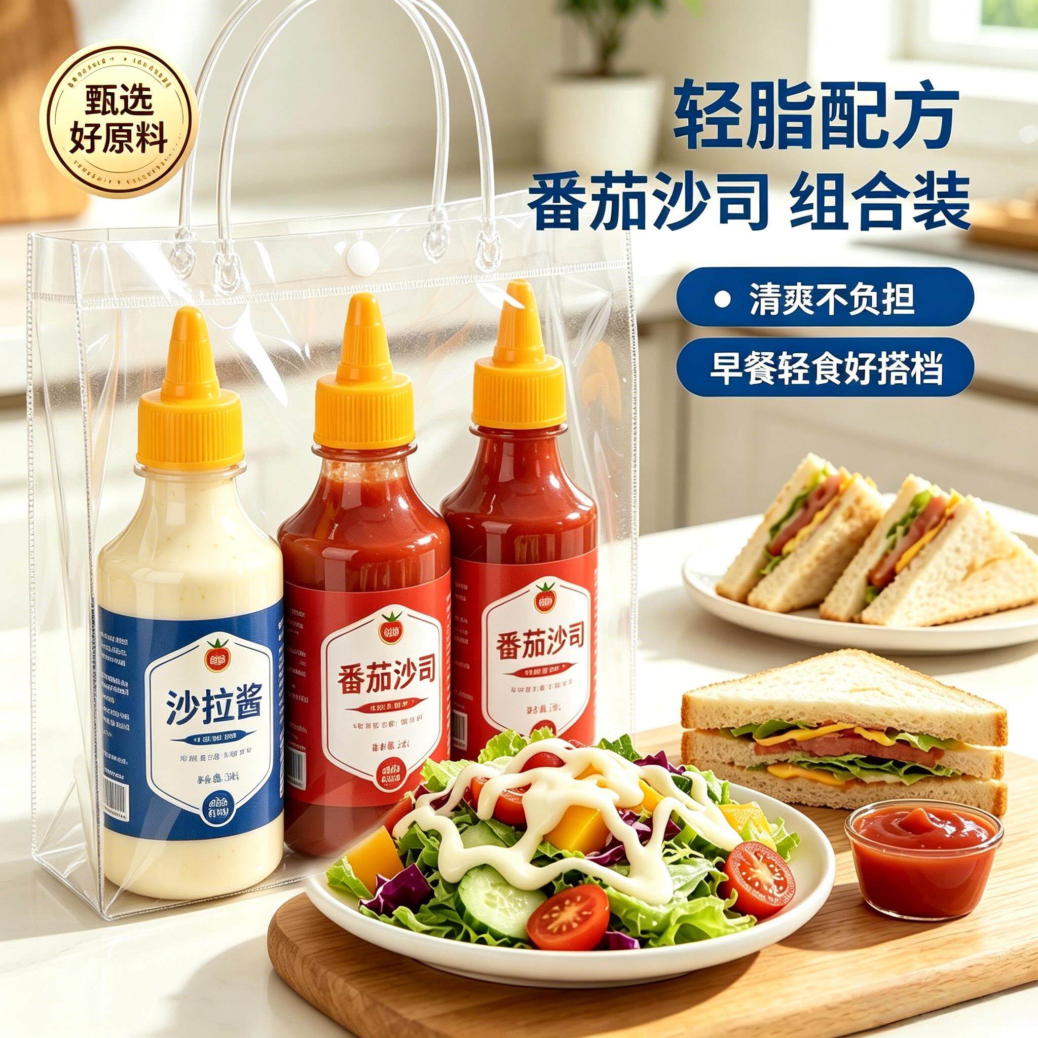 番茄沙拉酱组合蔬菜水果三明治专用酱儿童0糖0脂挤压瓶沙拉汁家用