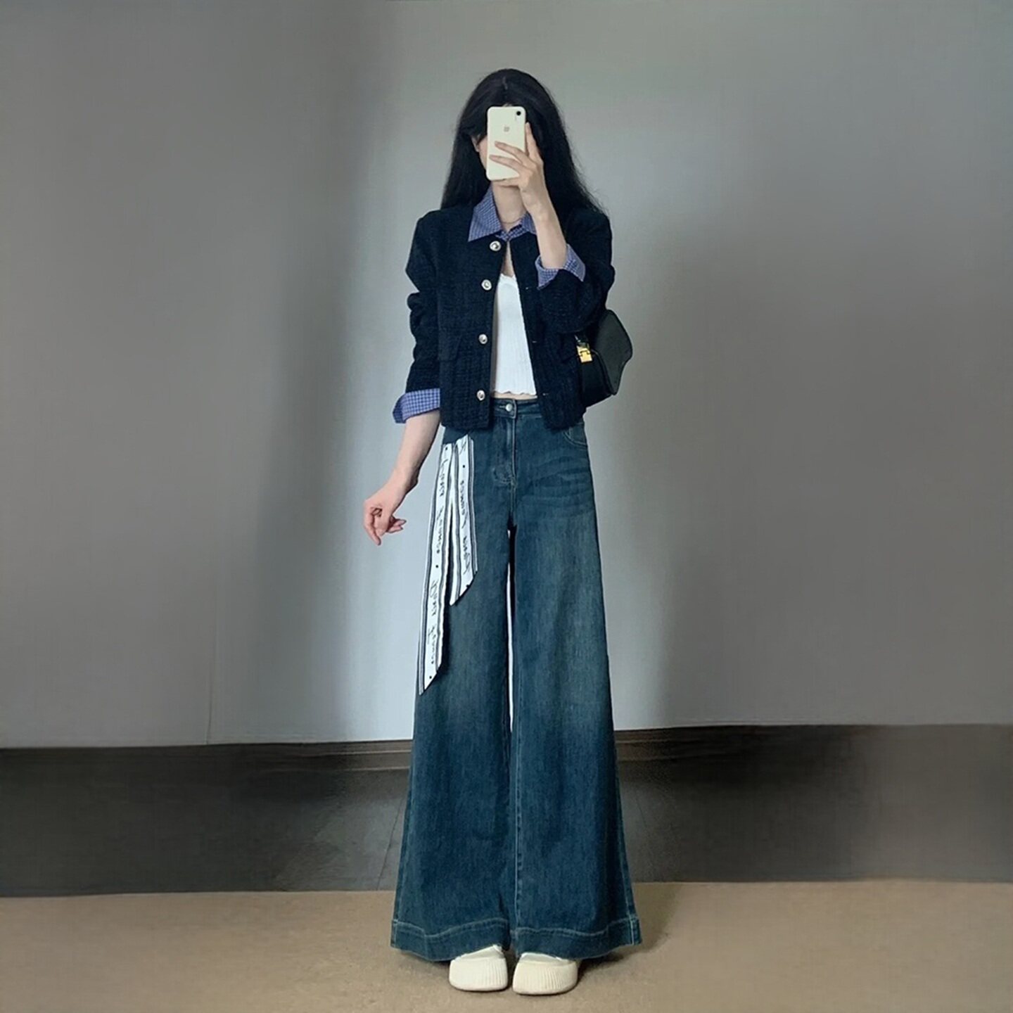 巨好看的一整套搭配春装高级感新款早春穿搭外套女牛仔宽裤套装