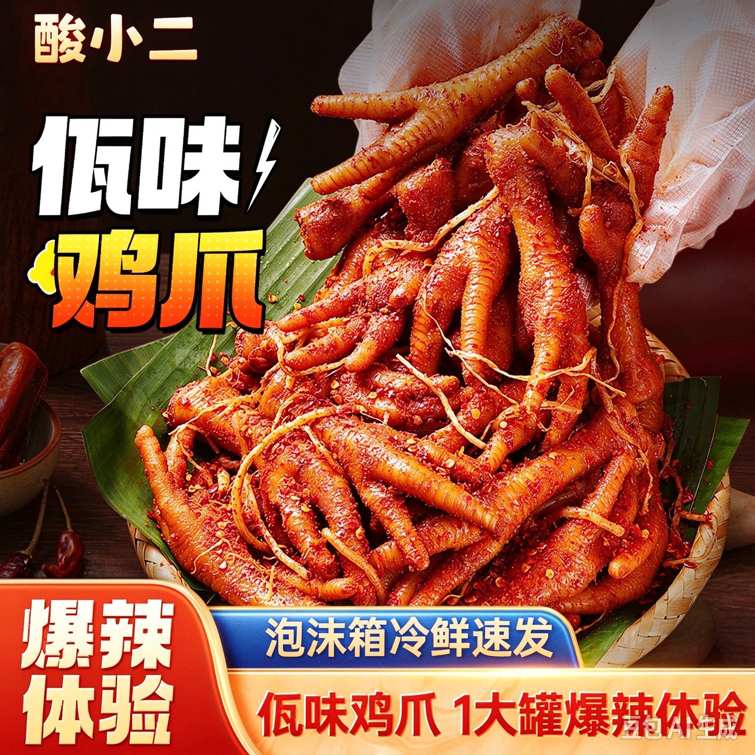 酸小二正宗佤味鸡爪苤菜根罐装云南风味特色佤味鸡脚鸡辣卤鸡爪