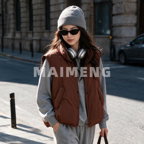 迈萌2026女保暖短款羽绒马甲