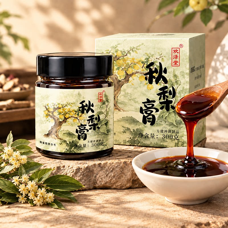欢泽堂秋梨膏古法鲜梨熬制雪梨膏成人儿童嗓子润护即食膏滋