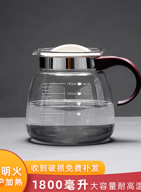 雅风玻璃水壶家用冷水壶玻璃耐高温防爆凉白开水壶1800大容量套装