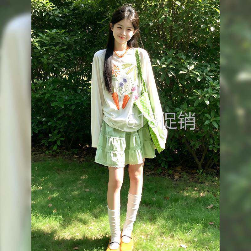 夏日穿搭一整套2026小个子韩系小清新甜美减龄罩衫短裙套装两件套