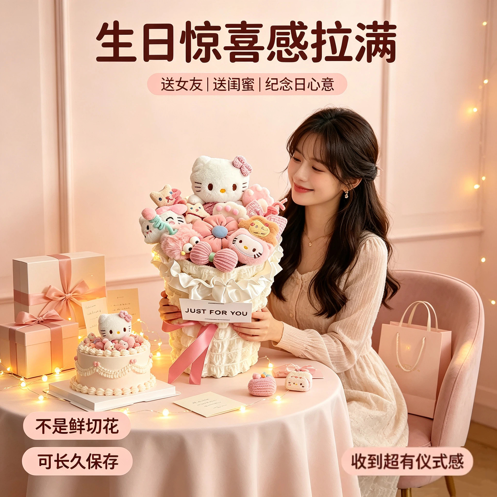 HelloKitty毛绒公仔花束送女友图片