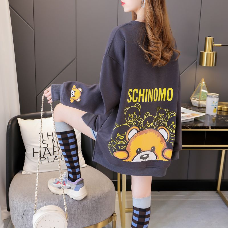 欧货chic设计感宽松遮臀卫衣女