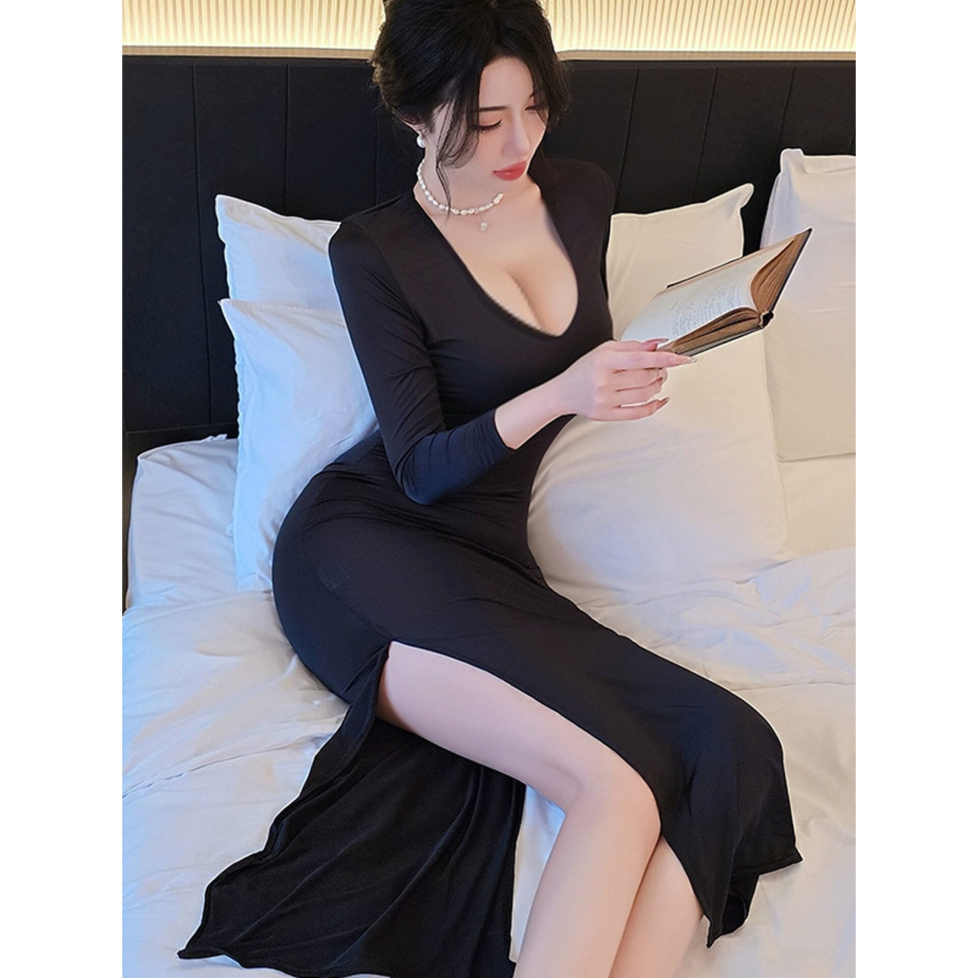 性感睡衣优雅长裙火辣诱惑情调趣味夜店开叉连衣裙纯欲风包臀睡裙