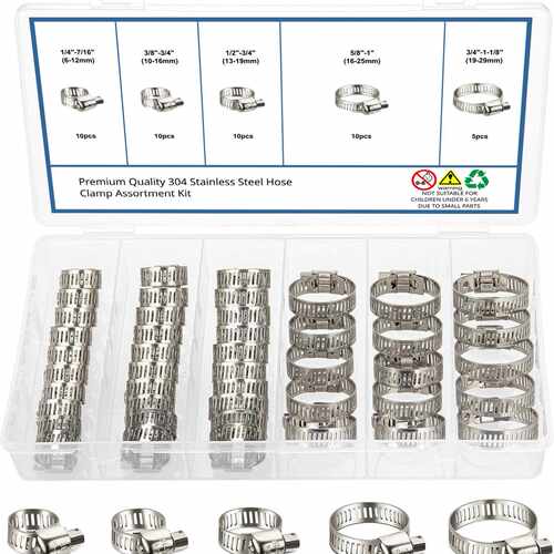 304不锈钢美式喉箍组合盒装 箍圈卡箍通信抱箍管箍45pcs
