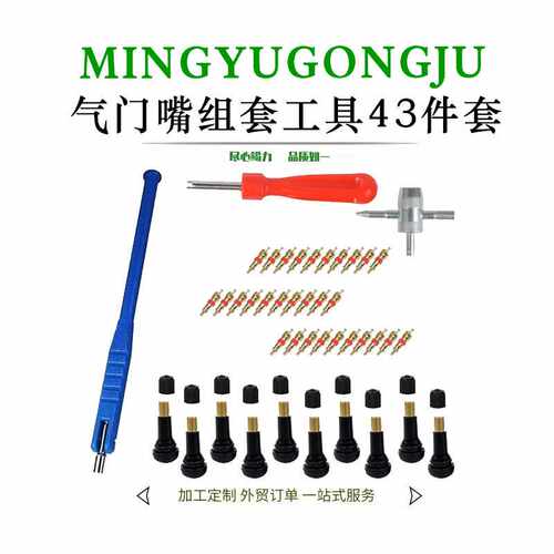 轮胎TR412气门嘴拉拔器气门芯扳手真空胎安装工具43件组套拆卸
