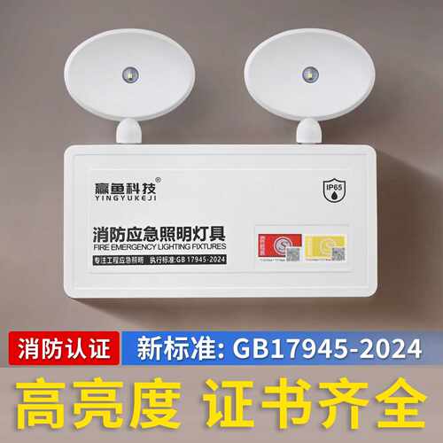 新国标gb17945-2024消防应急照明灯led双头消防灯指示灯安全