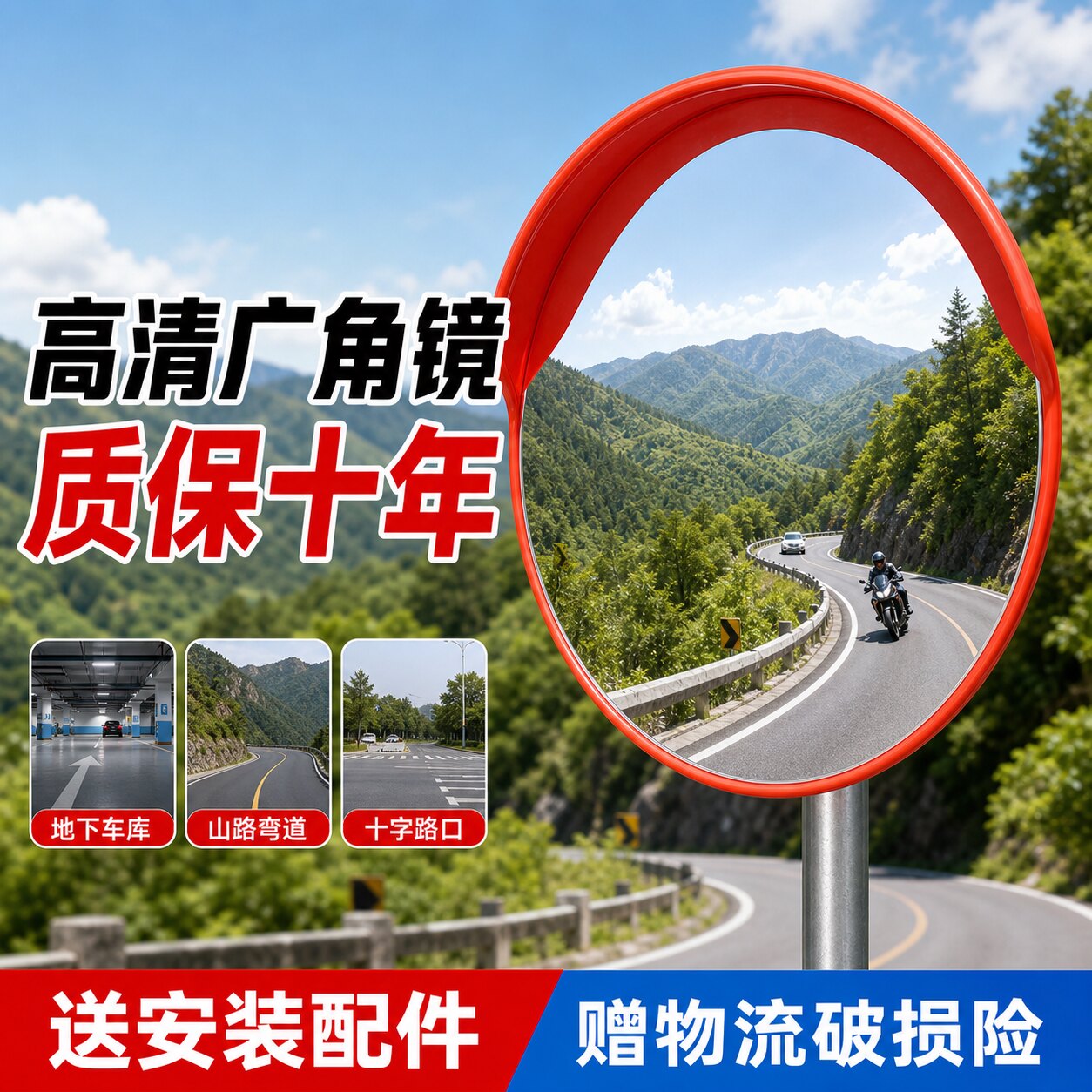 道路广角转角镜室外凸面反光镜圆镜交通凸透镜防盗镜凹凸转弯镜子