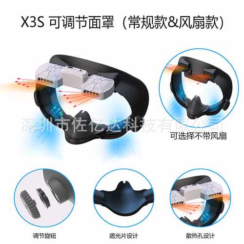适用Meta Quest 3S头显替换面罩Q3 S双风扇散热可调节Q3S替换面罩