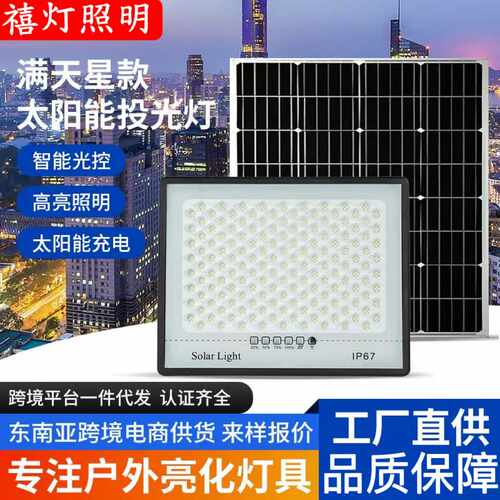 太阳能投光灯惠民感应庭院灯超亮防水防雷室外LED灯户外IP67防护