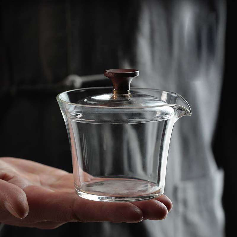 日式玻璃盖碗单个绿茶茶盏泡茶杯