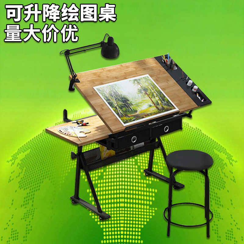 手摇升降绘图桌美术教室书桌工程