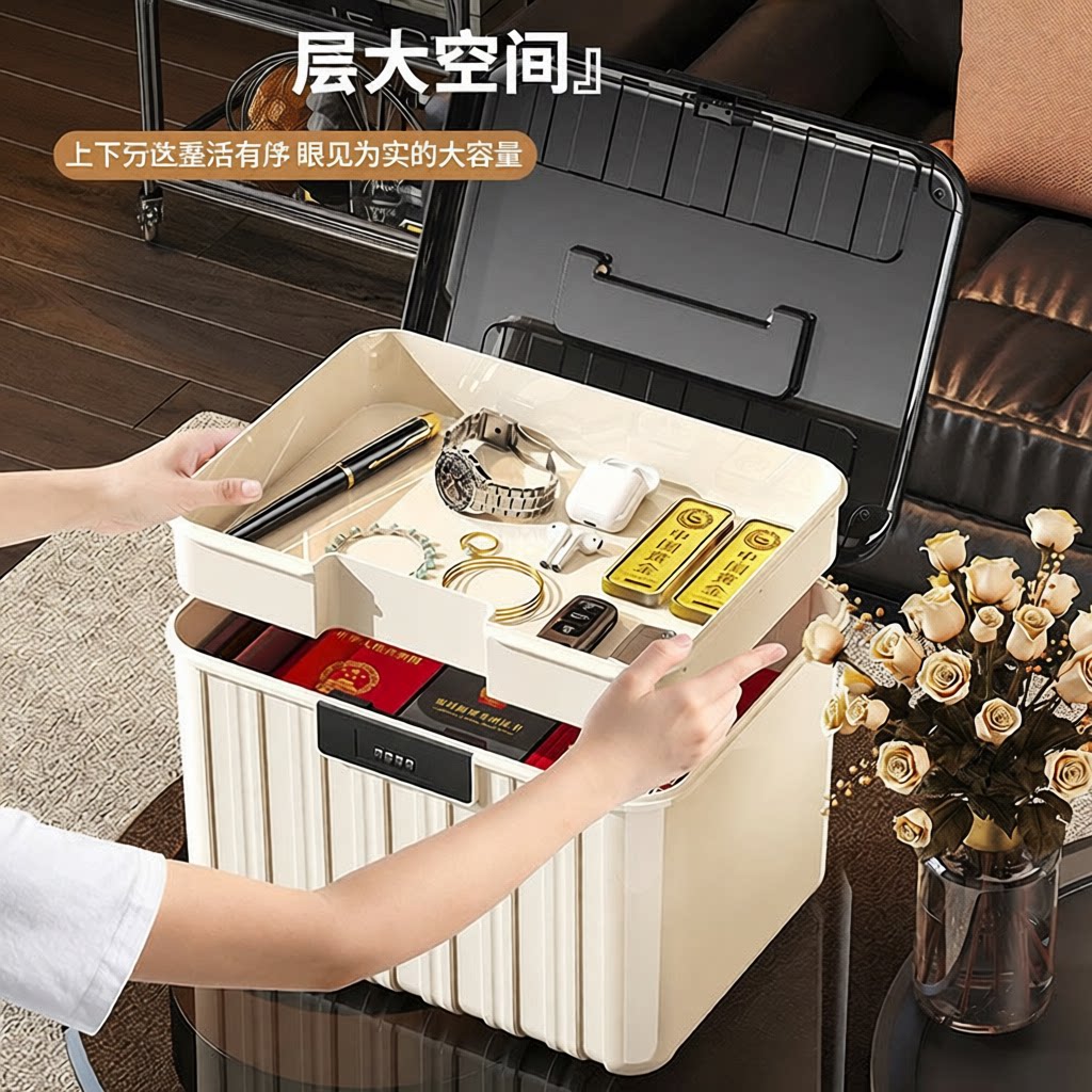 新款 密码收纳箱大容量家用带锁收纳箱子贵重物品文件存储零食私
