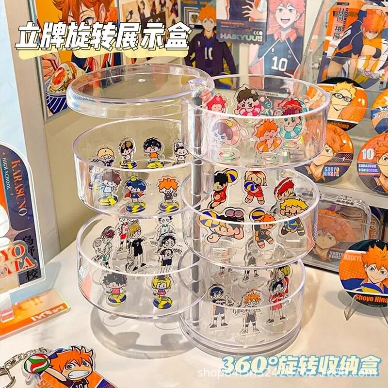桌面收纳盒首饰盒多层发饰化妆品防尘耳环旋转发夹饰品透明带盖