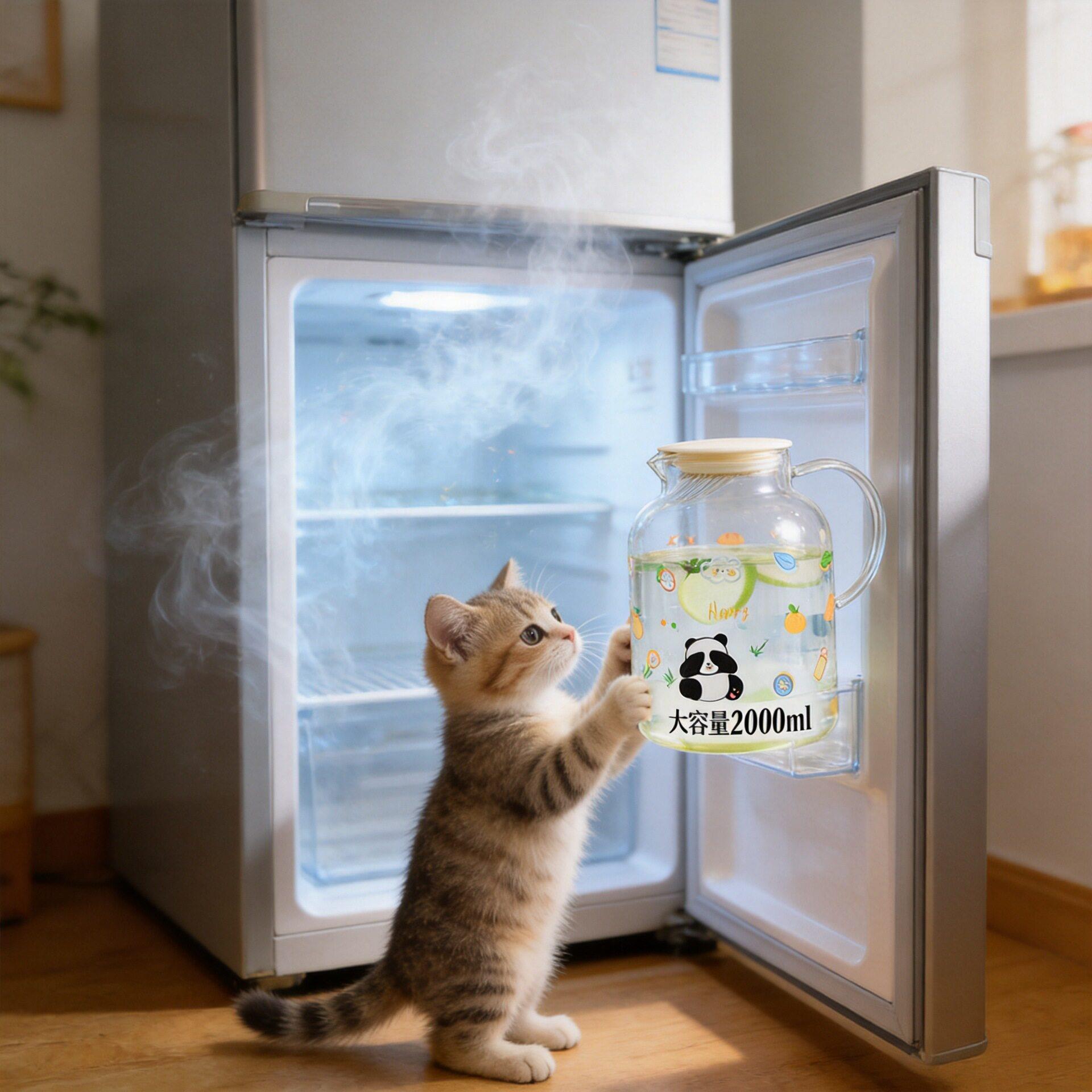夏季凉水壶硼硅玻璃果汁壶耐温家用大容量开水壶冷水杯套装