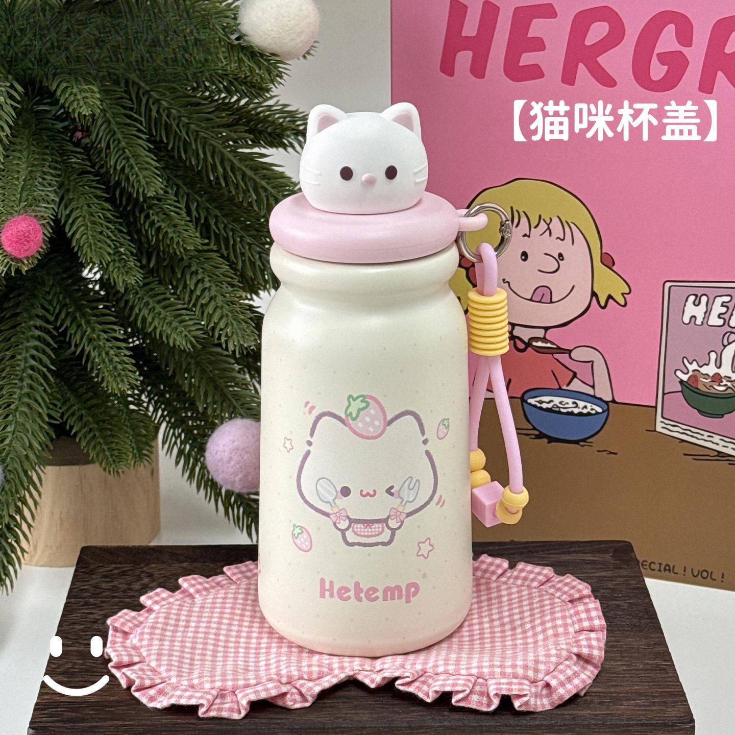 通小猫保温杯女生颜值杯子新学生水杯便携式吸管杯