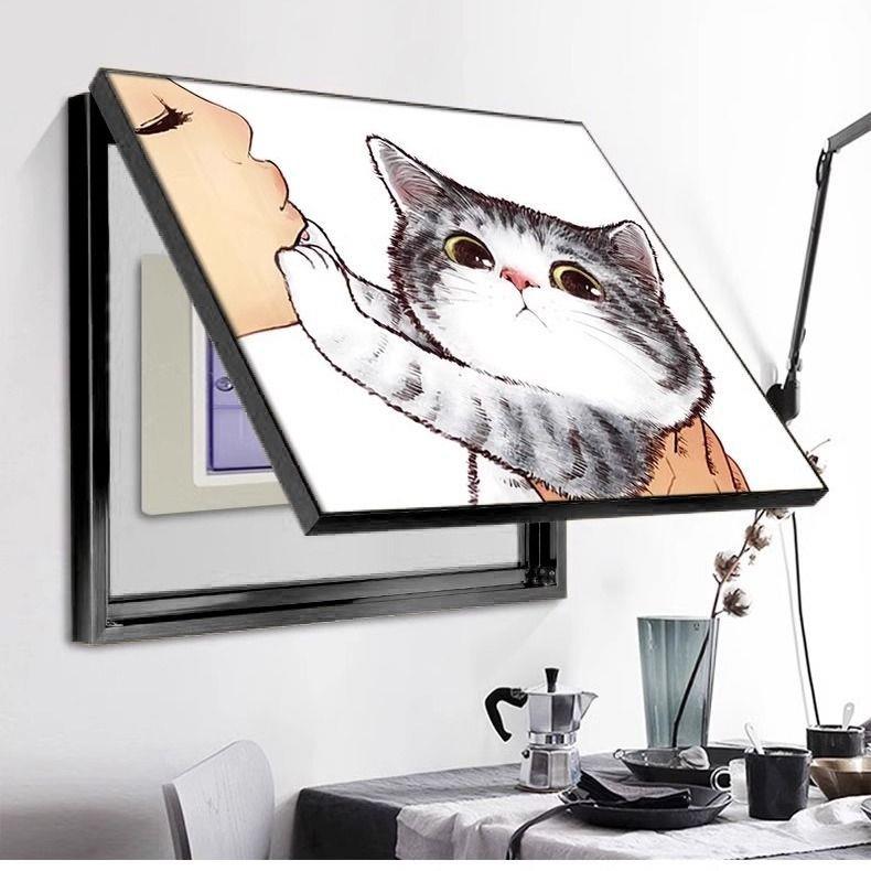 卡通猫咪电表箱装饰画现简约客厅挂画弱电开关闸遮挡配电箱壁画