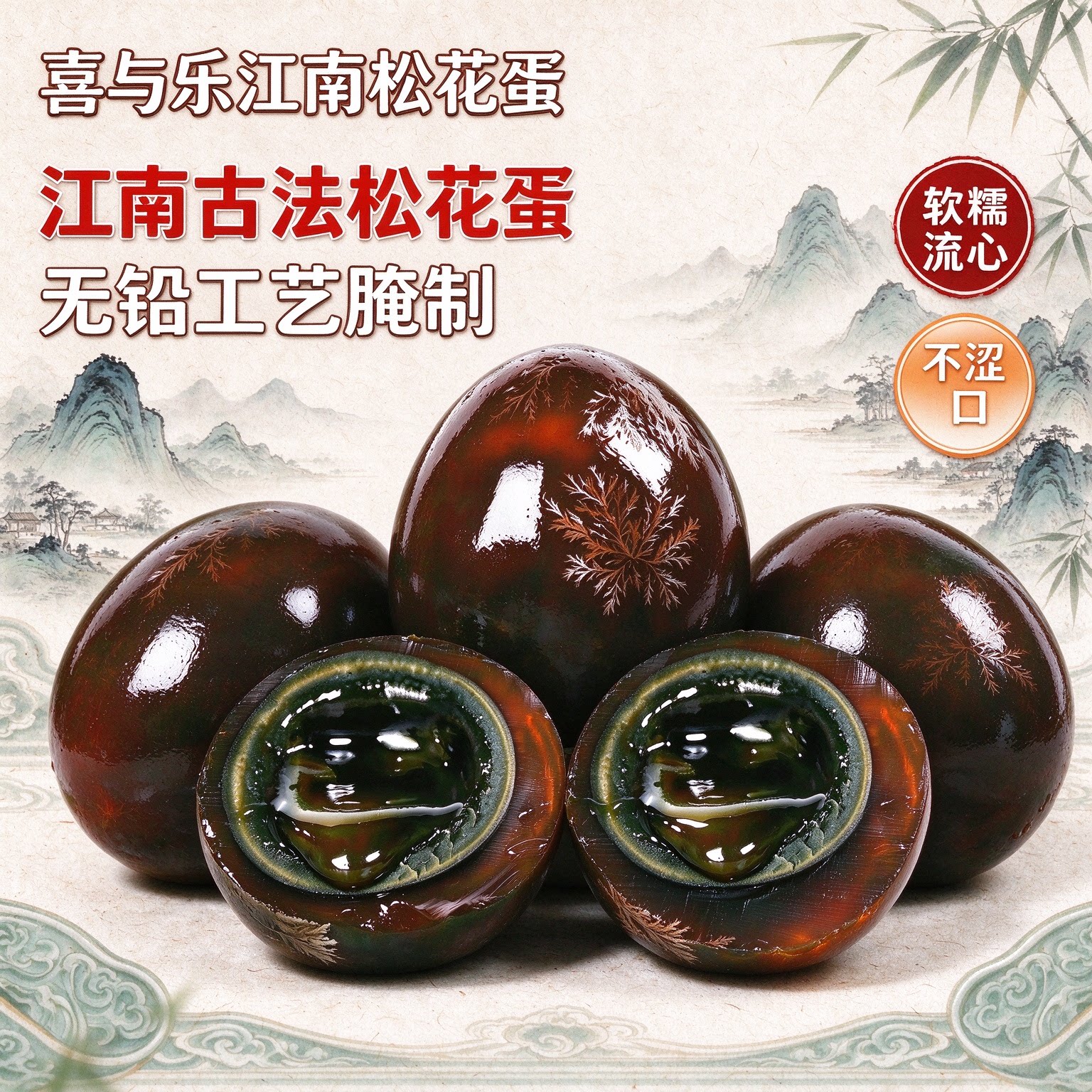 江南无铅溏心松花皮蛋特大号