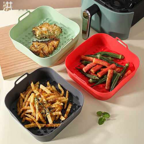 新款硅胶空气炸锅烤盘Air fryer silicone pot烤箱烘焙烤垫加厚款
