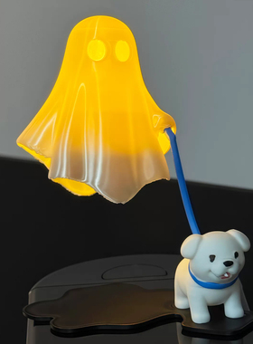 万圣节白幽灵小狗3D打印桌面摆件