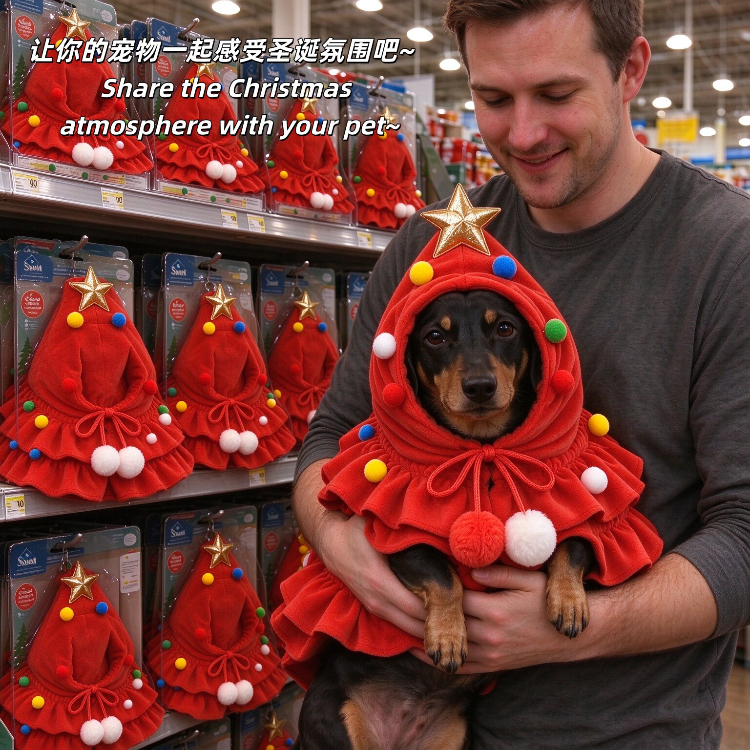 圣诞节宠物衣服可爱狗狗头套斗篷图片