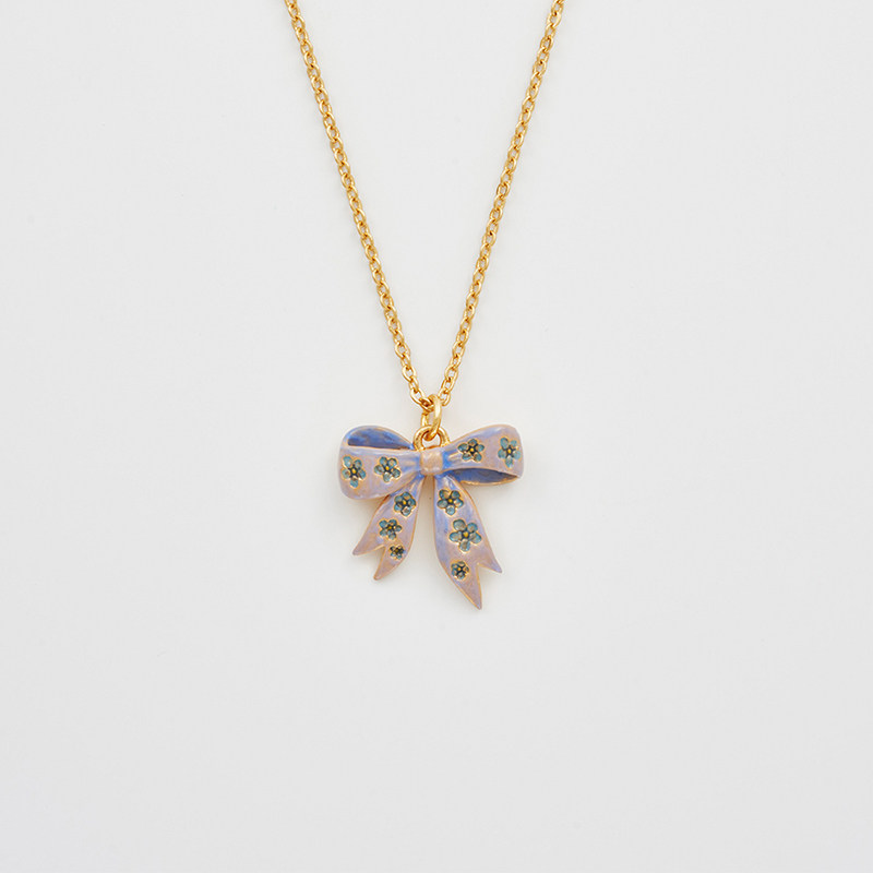 Fable甜心蝴蝶结珐琅彩项链