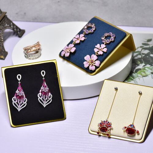 沅木元金属超纤珠宝道具耳钉戒指展示托斜面饰品架首饰陈列摆件架