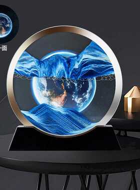 网红爆款创意3D双面镜流沙画摆件背景工艺品镜边礼品