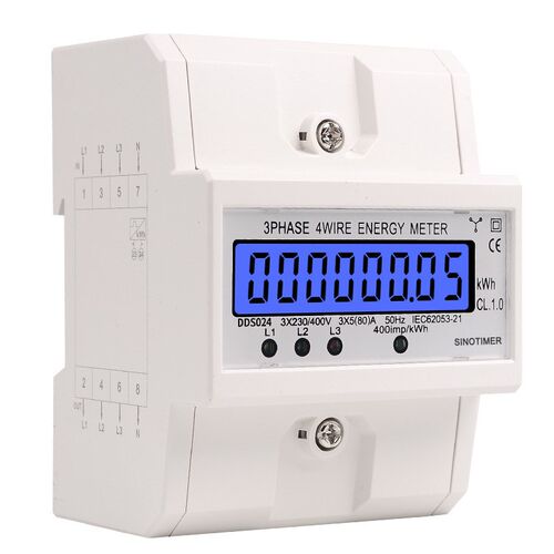 DDS024 三相背光显示家用380V 导轨式电度表4P电能表 5-80A 400V