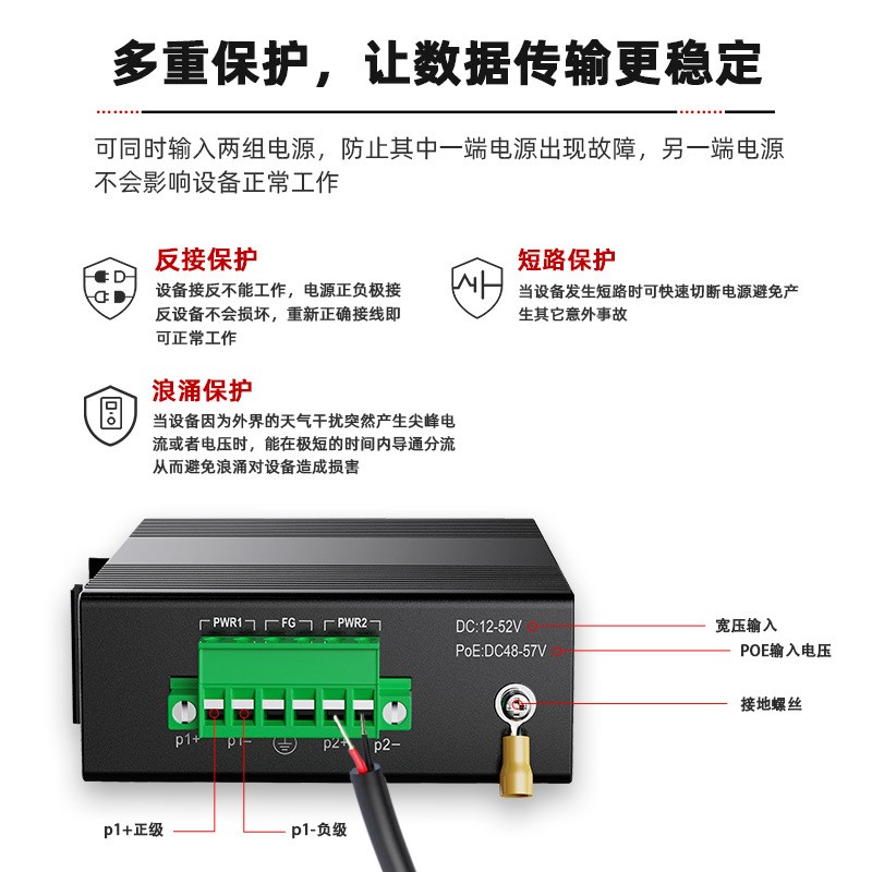 收发器1光1电POE交换机非网管工业交换光电转换全千兆光纤接入图片