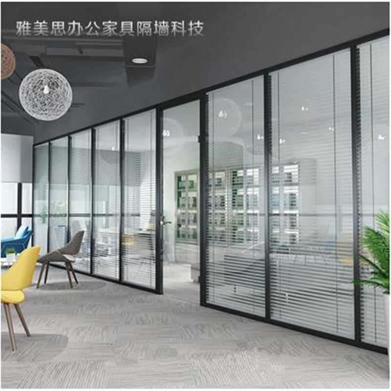 办公室轻奢屏风铝合金双层钢化透服装加工设备