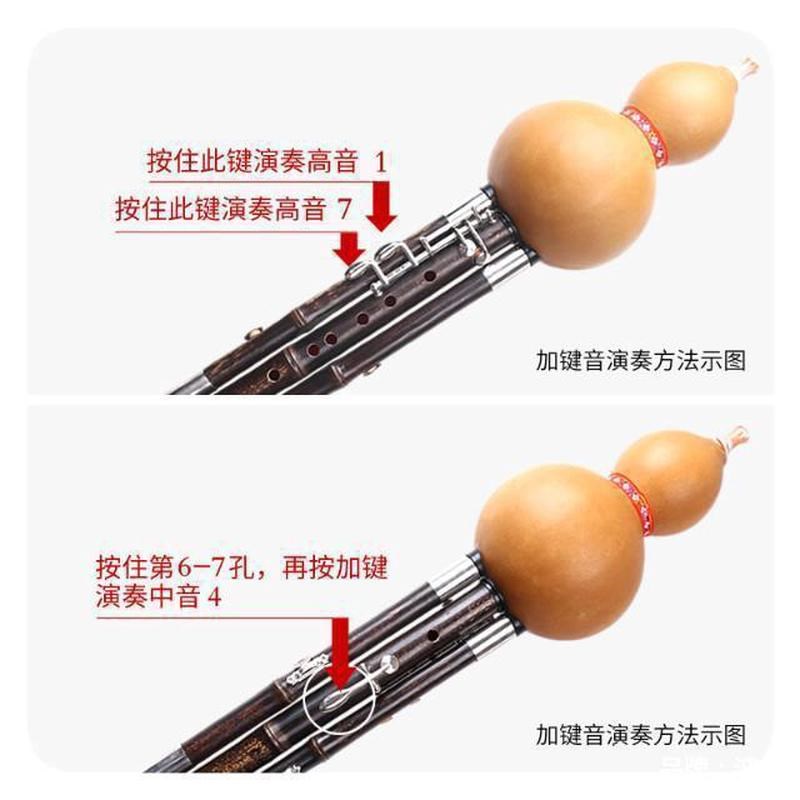 超九孔加键葫芦丝专业演奏型C调降B调GF调紫竹9孔宽音域乐器其他图片