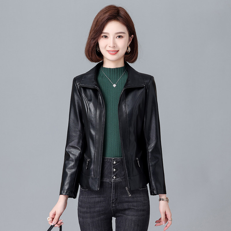 2025春秋新款海宁真皮皮衣女短款修身显瘦绵羊皮皮夹克大码皮外套