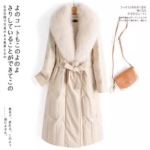 2026冬新款大码皮衣真皮羽绒服女中长款过膝加厚狐狸毛领皮草外套