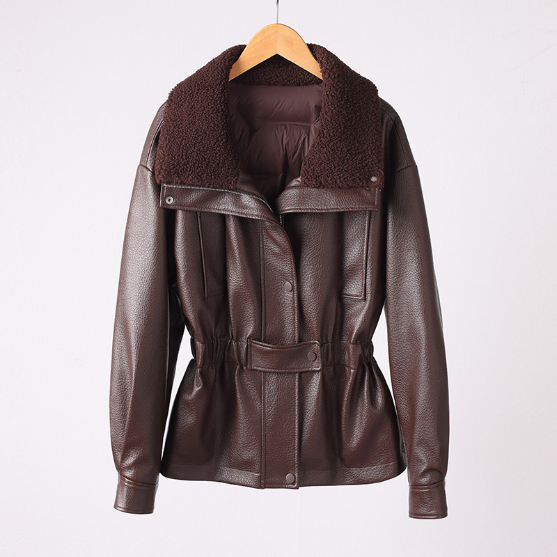 海宁皮衣真皮羽绒服女中长款2025冬季新款绵羊皮收腰显瘦风衣外套,女装/女士精品,皮衣,淘宝优惠券,粉丝福利购,淘宝优惠卷